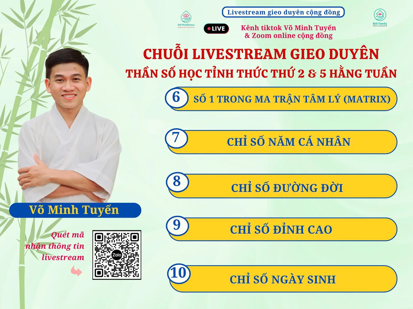 Chuỗi livestream gieo duyên cộng đồng, chủ đề 6 đến 10