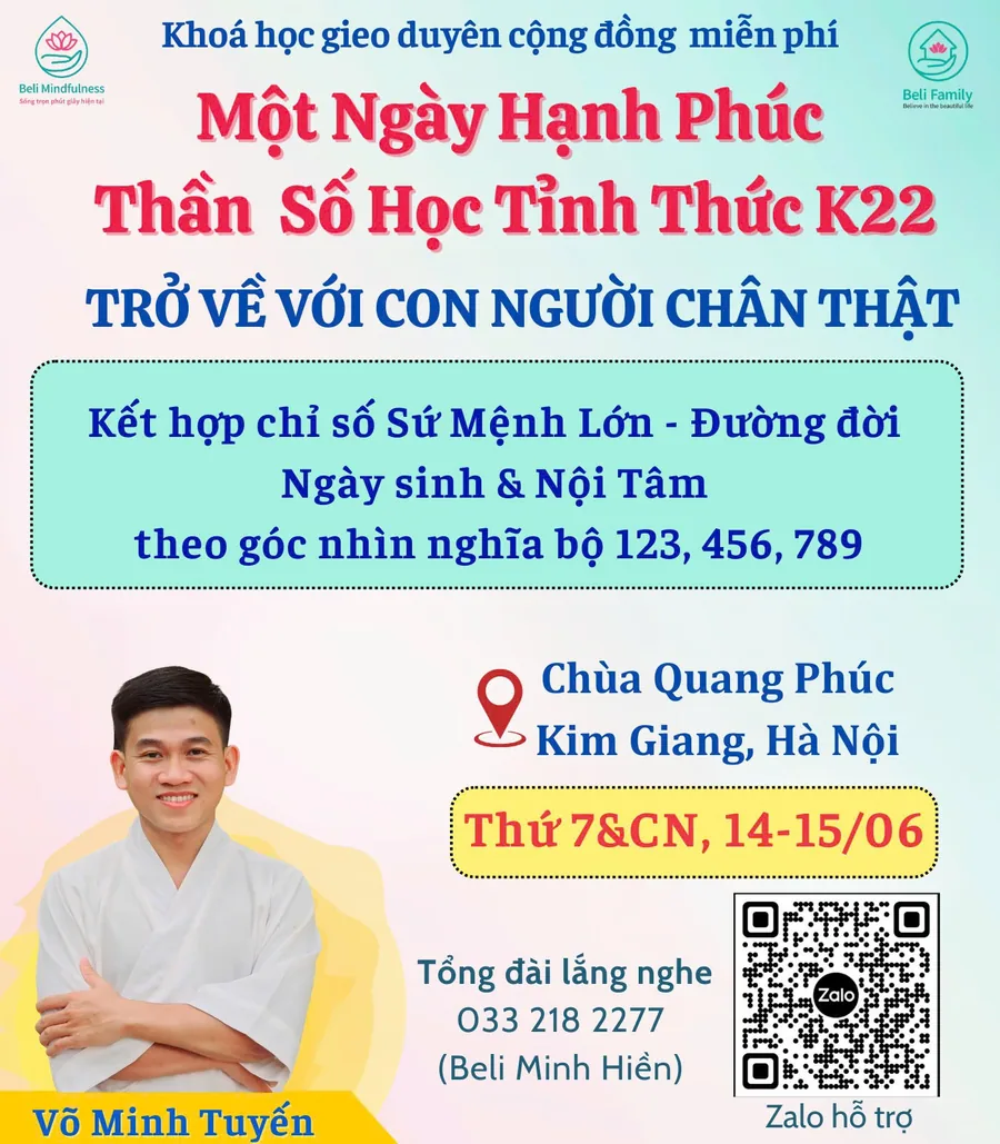 Khóa Một ngày hạnh phúc K22 tại Chùa Quang Phúc, Hà Nội
